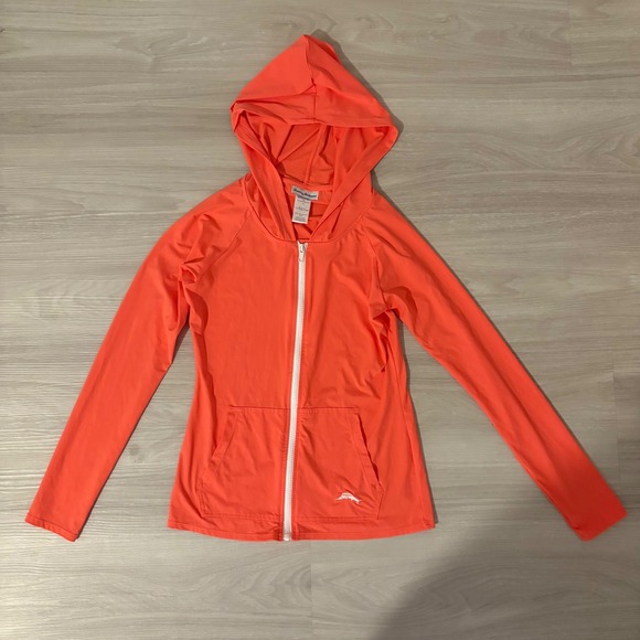 Tommy Bahama Jacket Hoodie Womens Coral UPF Sun Protection Full Zip XS TP Active - Picture 1 of 16